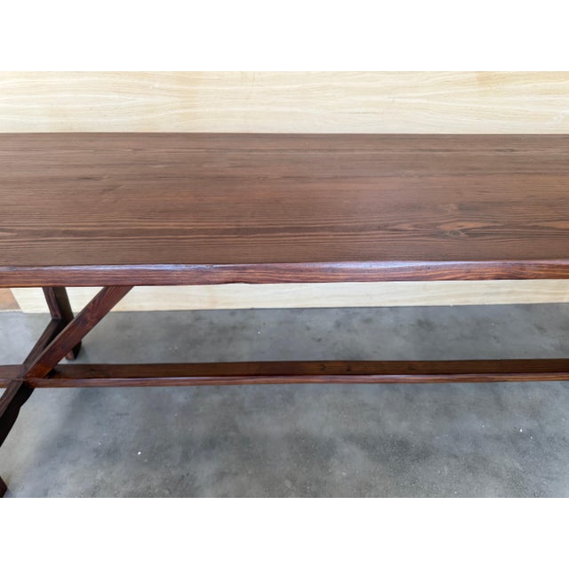 Late 19th Century 19th Large Spanish Dining or Desk Table with Carved Legs and Wood Stretcher For Sale - Image 5 of 18