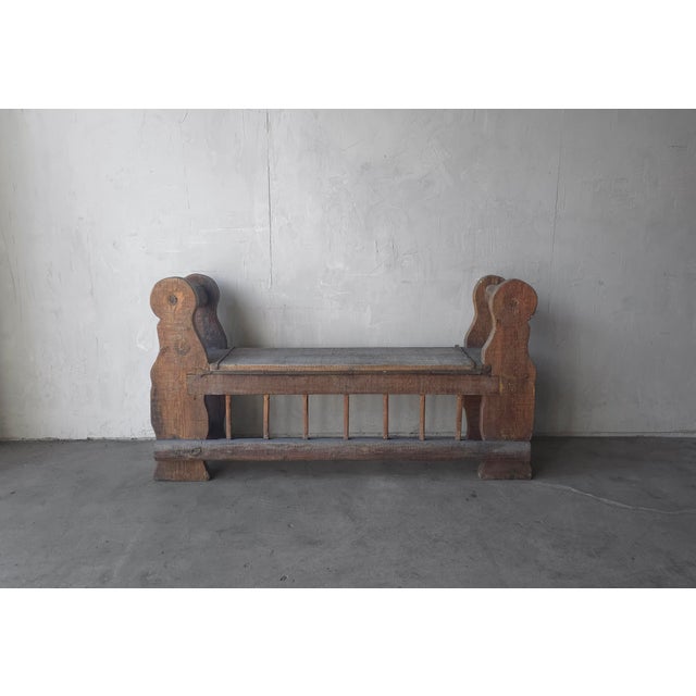 Rustic Spanish Colonial Style Wabi Sabi Wood Bench For Sale - Image 4 of 8