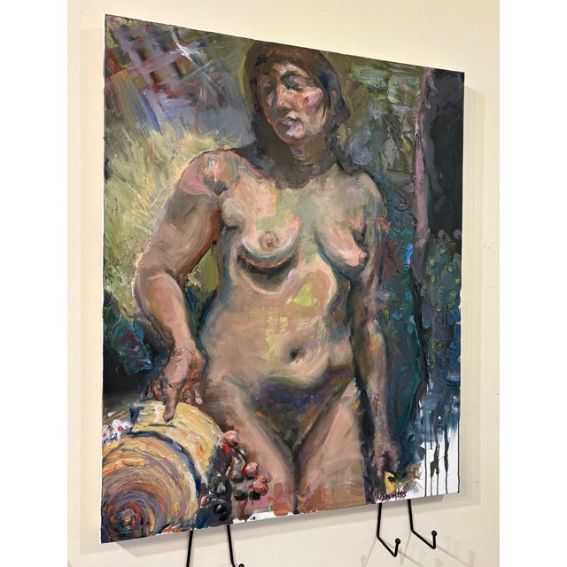 Brown “Portrait of a Woman With Straw Hat”, Original Oil Painting, by Van Ness For Sale - Image 8 of 8