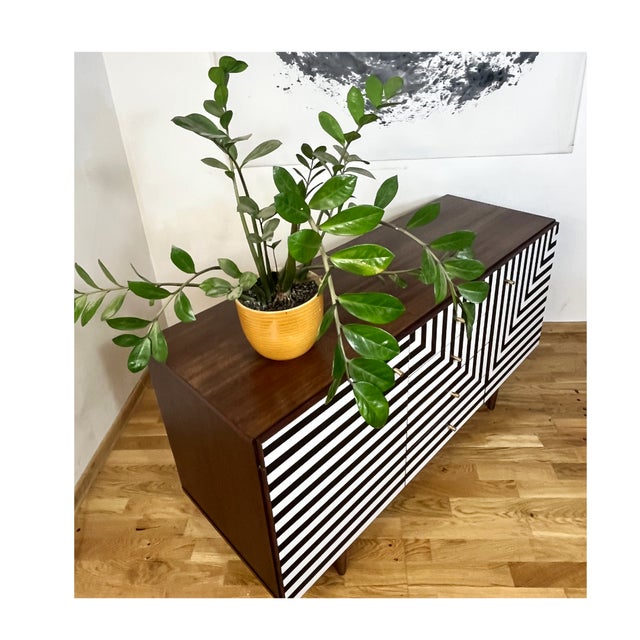 Vintage Sideboard with Op Art Motif, Poland, 1972 For Sale - Image 11 of 13