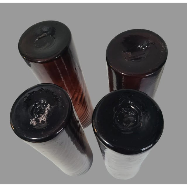 Glass Vintage Set of 4 Hand Blown Art Glass Purple Tall Glasses or Vases For Sale - Image 7 of 7