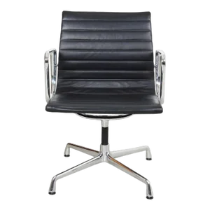 Black Leather and Chrome EA-108 Conference Chair by Charles Eames for Vitra, 1990s