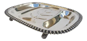 Vintage C1920's-30's Silver Plate Footed Meat Serving Platter