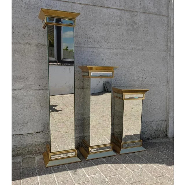 Mid-Century Hollywood Regency Mirrored Columns from Deknudt Belgium, Set of 3 For Sale - Image 16 of 16
