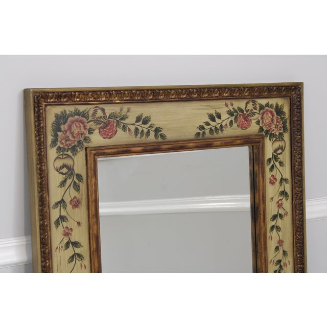 Traditional Decorative Venetian Hand Painted Gilt Frame Floral Wall Mirror For Sale - Image 3 of 12