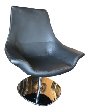 Circa 1980 Modernist Leather Captian's Lounge Chair With Chrome Base