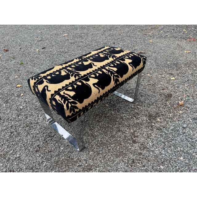 1970s Milo Baughman Style Chrome Steel Frame Bench For Sale - Image 5 of 7