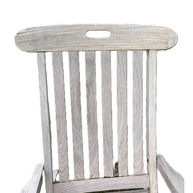 Linen Early 20th Century British Teak Steamer Chairs With Solid Brass Hardware For Sale - Image 8 of 13