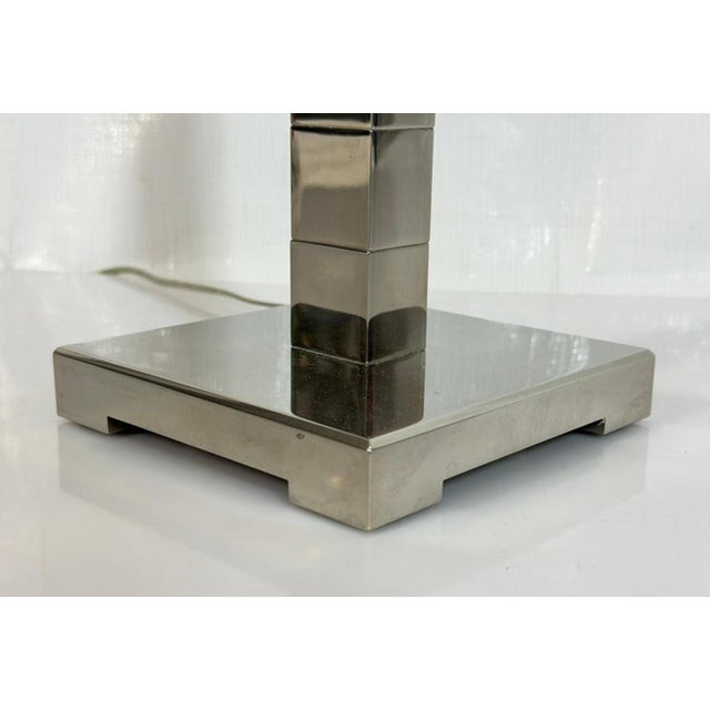 Marian Jamieson "Cube" Table Lamp Polished Nickel Modernist Design For Sale - Image 17 of 17