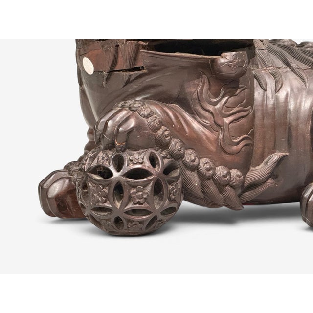 Chinese Export, Opposing Foo Dogs, Solid Teakwood, Glass, China, 19th C. For Sale - Image 13 of 18
