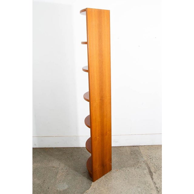 1960s Mid Century Danish Modern Corner Bookshelf Unit Teak Rounded Shelf Vintage For Sale - Image 4 of 11