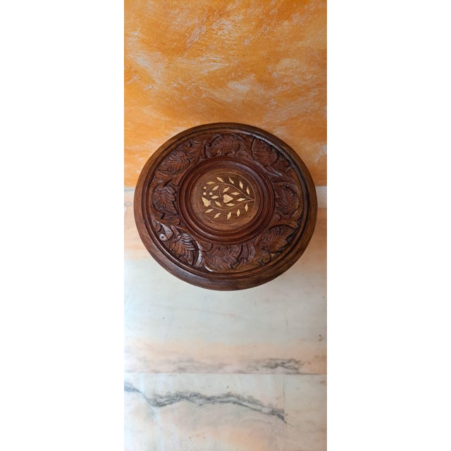 Brown Vintage Hindu Side Table, 1980 For Sale - Image 8 of 11