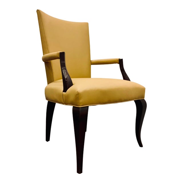 Baker Modern Mustard Leather Arm Chair/Desk Chair For Sale