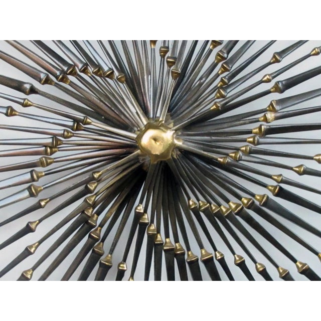 1960s Vintage Ron Schmidt Iron and Brass Pinwheel Sunburst Nail Wall Sculpture For Sale - Image 11 of 12