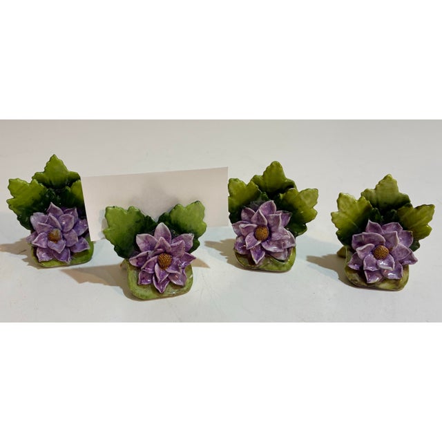 Ceramic Vintage German Porcelain Flower Place Card Holders - Set of 9 For Sale - Image 7 of 11
