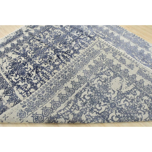 Modern Rug 8’1” X 10’5” Gray Blue Wool/ Viscose Hand-Knotted Oriental Carpet For Sale - Image 14 of 15