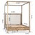 Natural Acacia & Ivory Upholstered Canopy Queen Bed For Sale In Los Angeles - Image 6 of 6