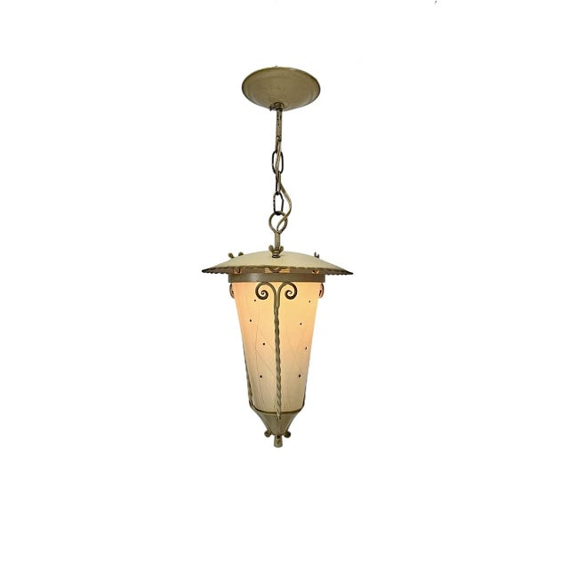 Hall Lantern in Wrought Iron and Glass, 1960s For Sale - Image 9 of 14
