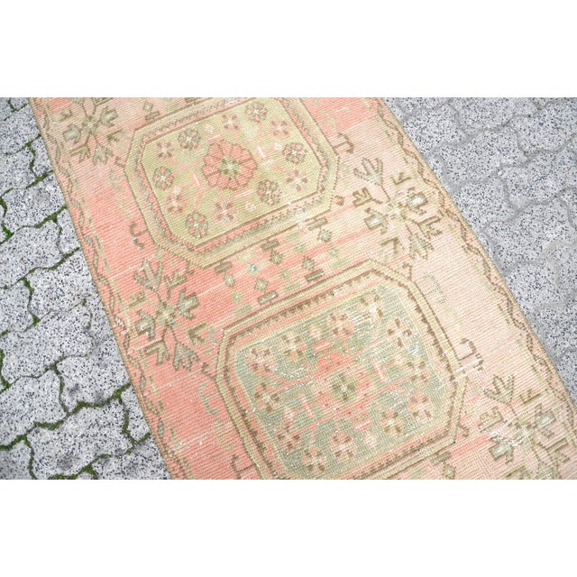 Textile 1960s Oushak Faded Turkish Woven Corridor Rug For Sale - Image 7 of 11