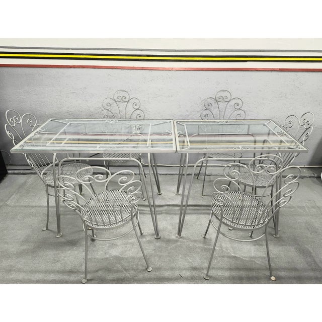 Mid-Century Modern Vintage Salterini Wrought Iron Dining Set With 6 Chairs, Attributed For Sale - Image 3 of 10
