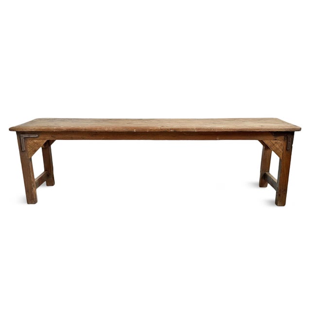 Vintage Teak School Bench For Sale