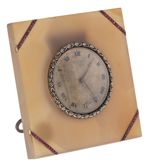20th Century Silver & Agate Clock from Callow of Mount Street, London, 1910