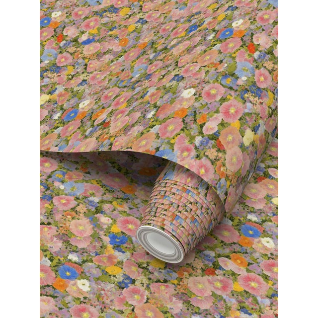 The Petunia Meadow Floral Removable Wallpaper 3 Yard Roll For Sale - Image 4 of 8