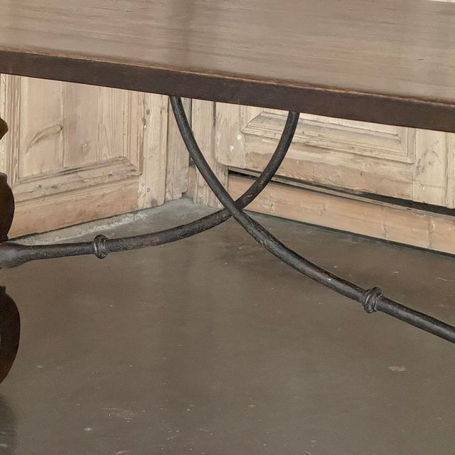 19th Century Spanish Walnut Dining Table With Wrought Iron For Sale - Image 9 of 18