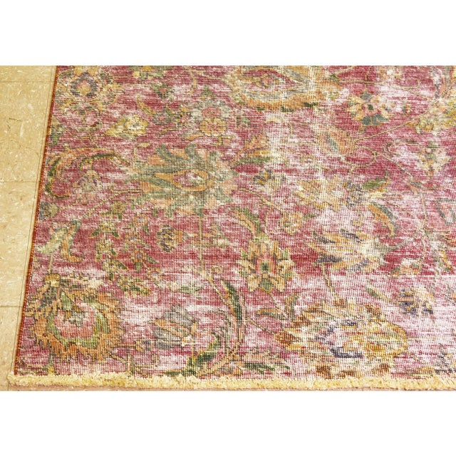 1930s Vintage Distressed Hand Knotted Fine Weave Organic Wool Rug,6'5"X9'3" For Sale - Image 5 of 7
