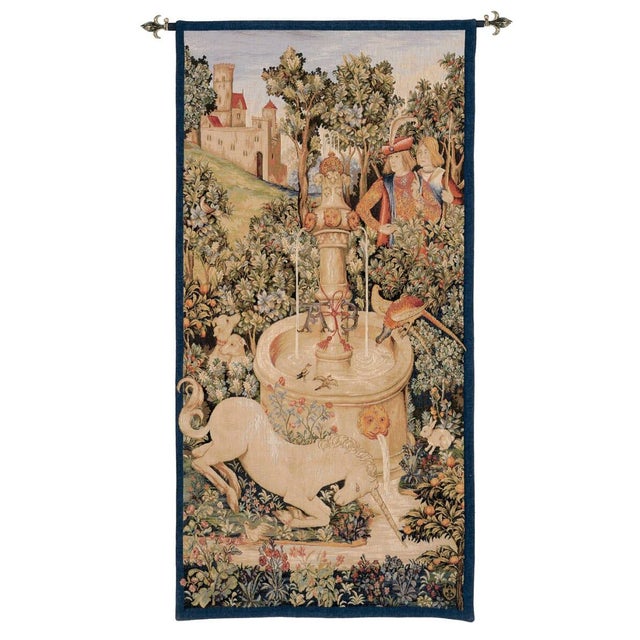 This tapestry is taken from one from the series known as The Hunt of the Unicorn, which was originally woven in Flanders...