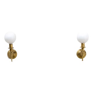Vintage Brass Wall Sconces from Maison Jansen, 1950s, Set of 2 For Sale