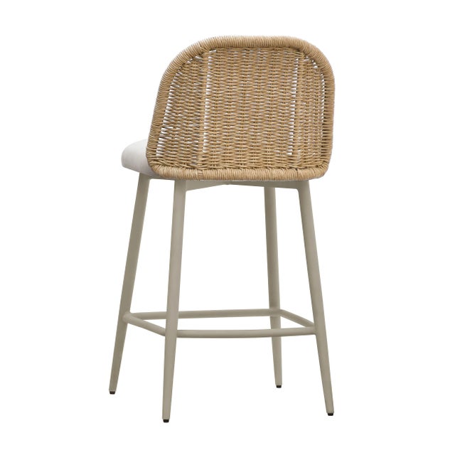 Transitional Alexa Cream Outdoor Counter Stool For Sale - Image 3 of 5