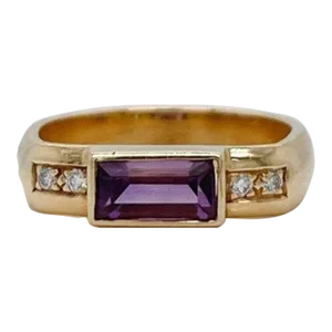 Signed Gabriel Ofiesh 14 Karat Gold & Amethyst Band Ring - 14k Vr Size 7