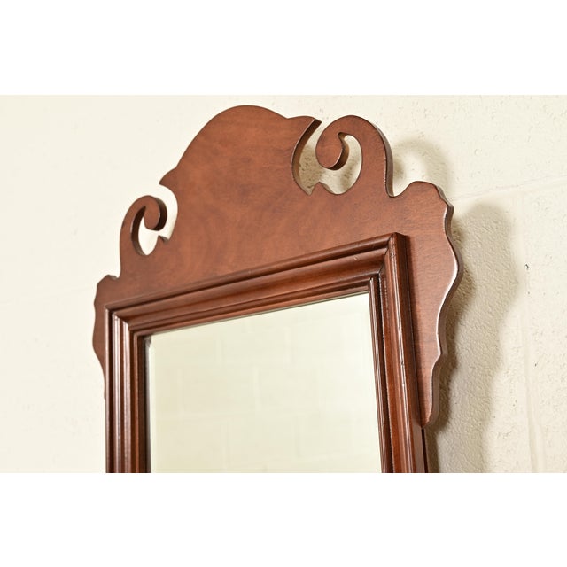 1980s Baker Furniture Style Chippendale Carved Mahogany Wall Mirror For Sale In South Bend - Image 6 of 10