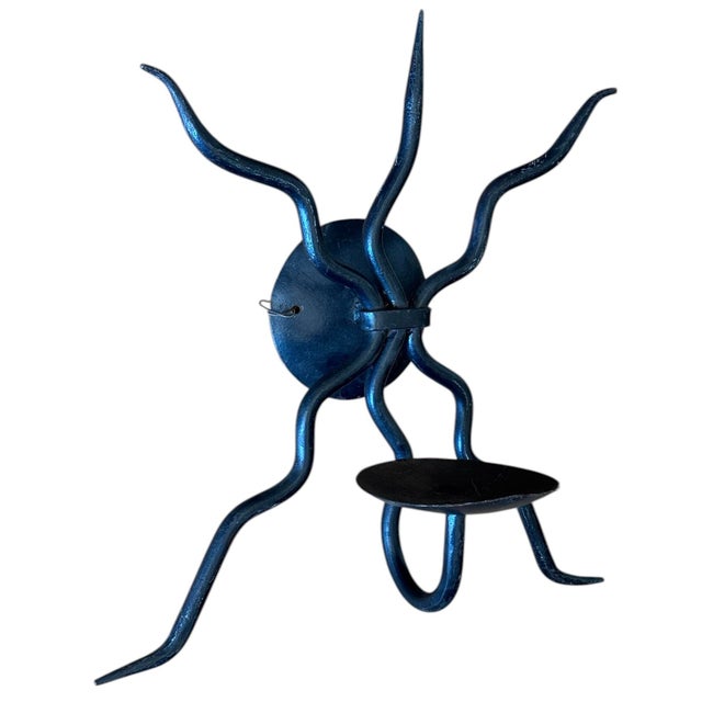 Brutalist Vintage Wrought Iron Brutalist Gothic Wall Sconce For Sale - Image 3 of 6