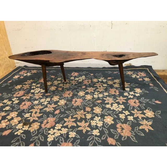 Mid-Century Modern Mid 20th Century Free Edge Walnut Cocktail Table For Sale - Image 3 of 18