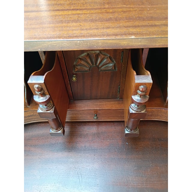 Vintage Chippendale-Style Mahogany Slant Front Secretary Desk With Claw Feet and Hidden Compartments For Sale - Image 14 of 15