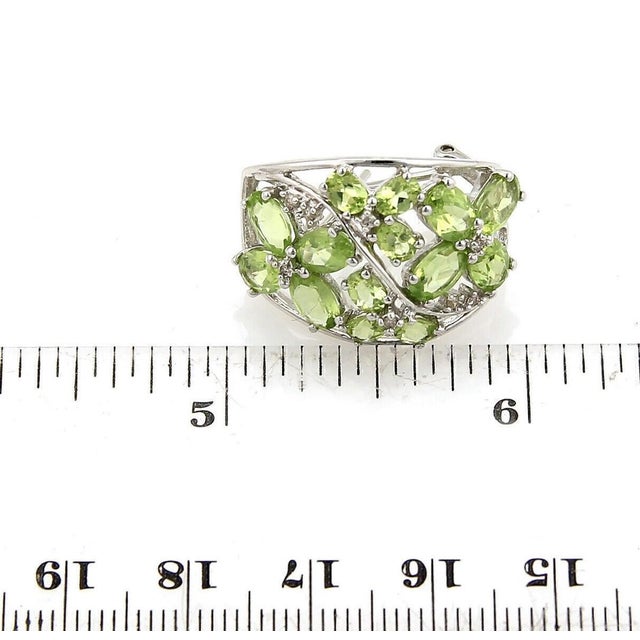 Mid 20th Century Mid 20th Century Pair of Peridot & Diamonds 14k White Gold Wide Semi Hoop Earrings For Sale - Image 5 of 5