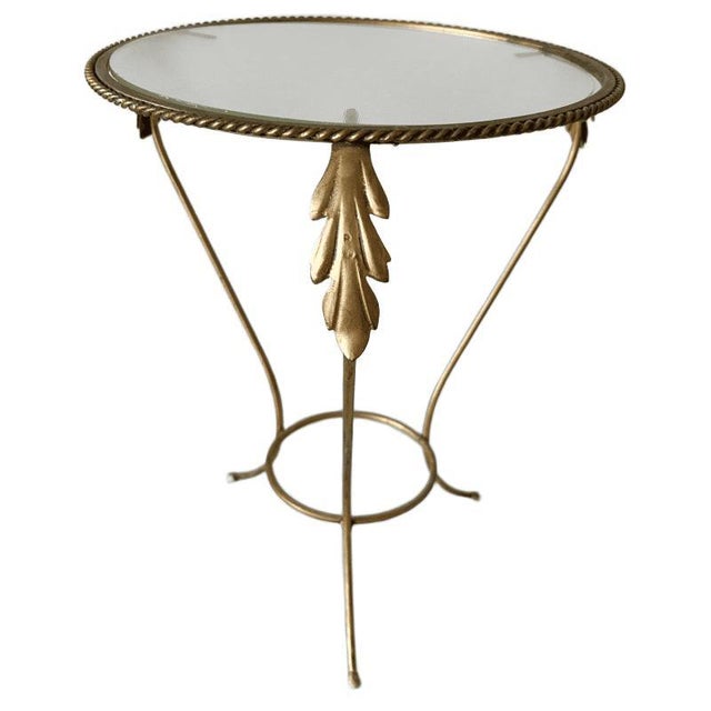 Vintage Hollywood Regency Plant Side Table in Gilt Wrought Iron and Glass, 1960s For Sale - Image 9 of 9