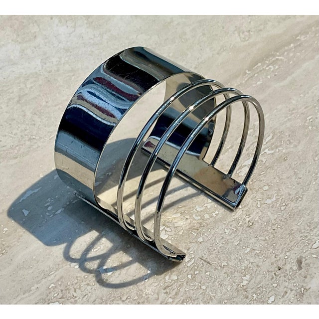 Vintage Silver Minimalist Adjustable Cuff Bracelet For Sale - Image 4 of 10