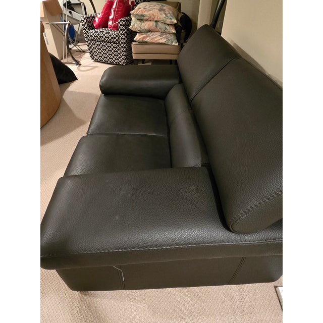Roche Bobois Modern Roche Bobois Black Leather Sofa With Adjustable Headrests For Sale - Image 4 of 8