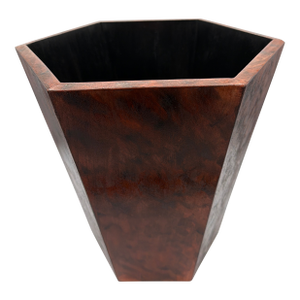 Classic Hexagonal Handmade Hand Painted Faux Tortoiseshell Wastebasket