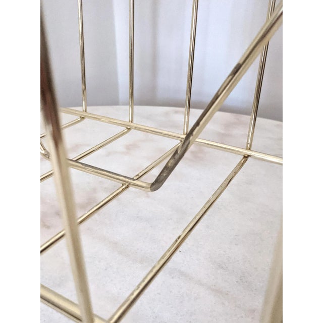 Gold Vintage Large Mid Cenury Modern Standing Magazine Rack For Sale - Image 8 of 9