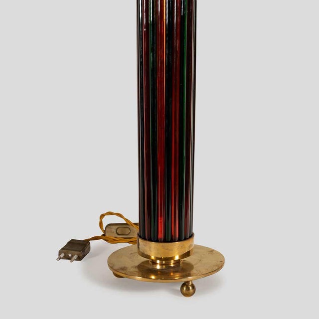 Brass and Metal Table Lamps with Murano Glass Rods, 1970s, Set of 2 For Sale - Image 6 of 12