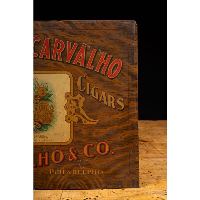 Late 19th Century Late 19th Century "La Flor De Carvalho" Havana Cigars Advertising Sign For Sale - Image 5 of 7
