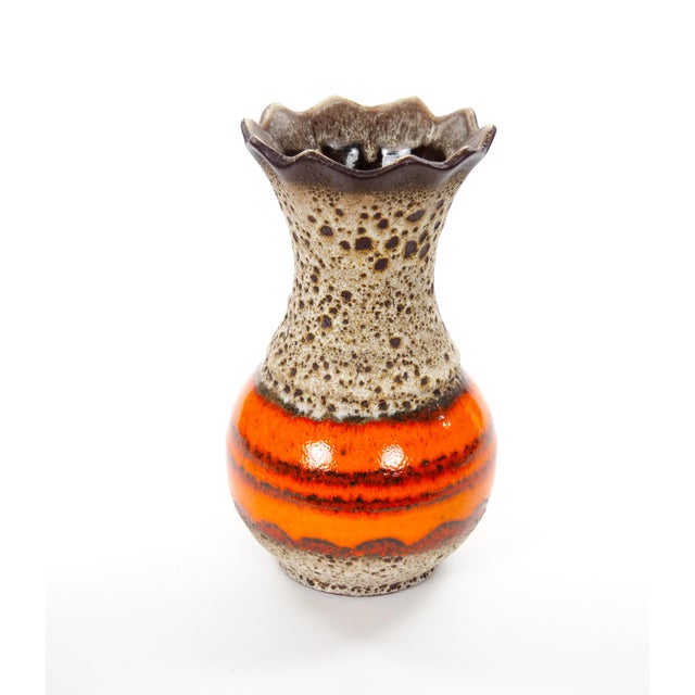 Mid-Century West German Glazed Porcelain Vase, Orange, Eggshell & Brown 10" Tall For Sale - Image 10 of 10