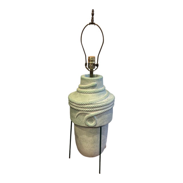 Vintage Post Modern Ceramic Serpent Tale Lamp For Sale
