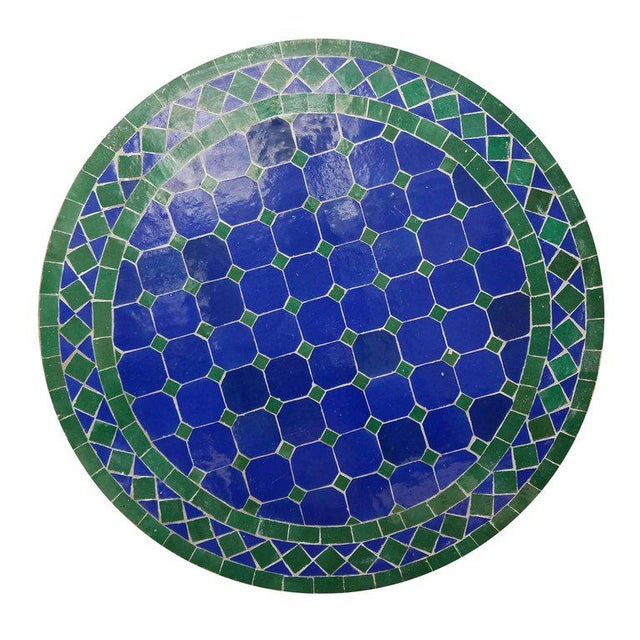Moroccan Blue/Green Mosaic Dining Table For Sale - Image 4 of 6
