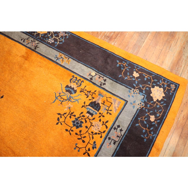 20th Century Zabihi Collection Pumpkin Color Chinese Room Size Rug - 9' x 11'6" For Sale - Image 10 of 10