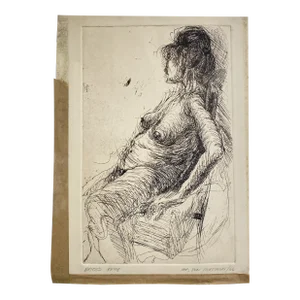 1966 Female Nude Etching by Don Burzynski
